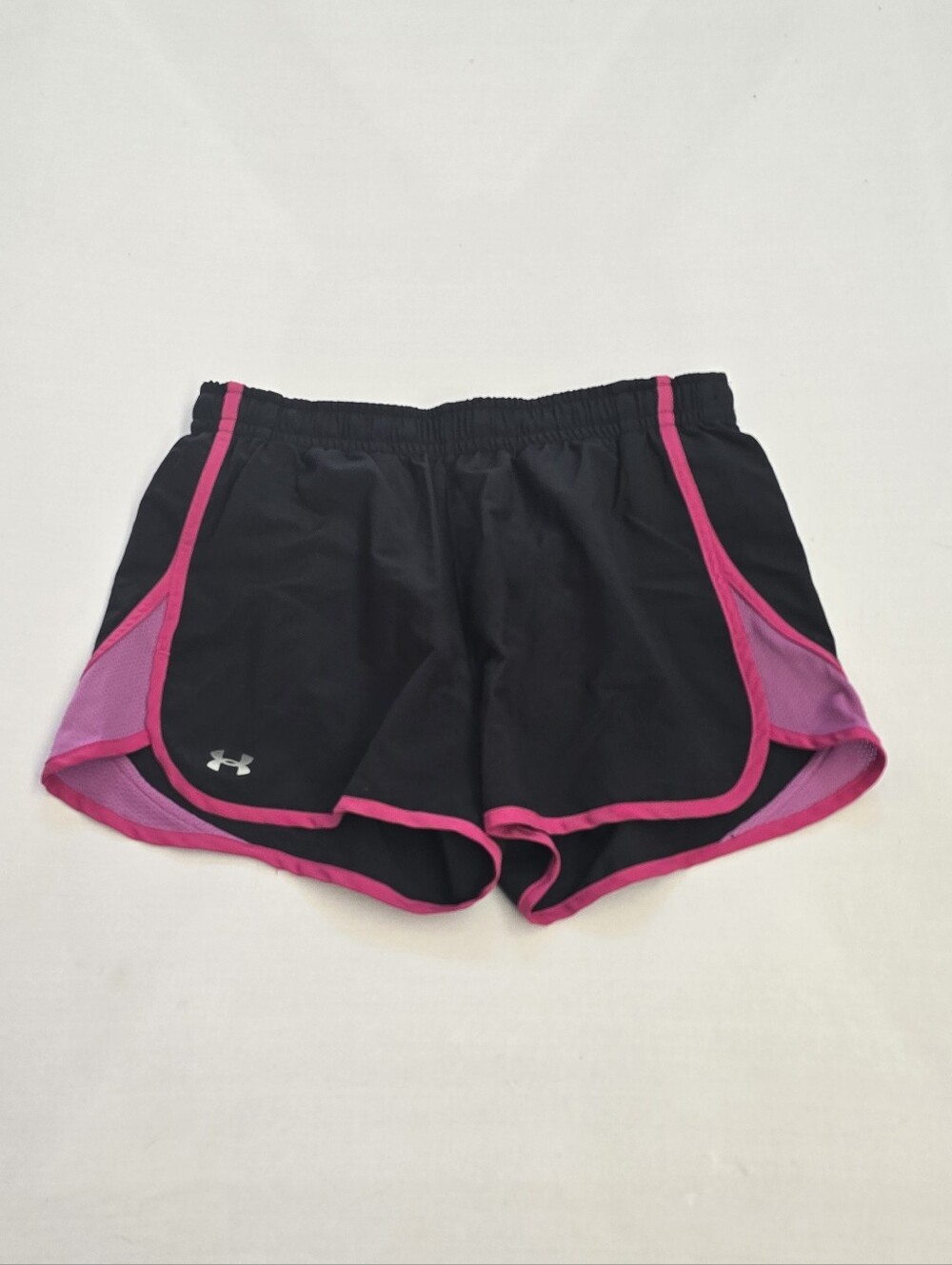 Under Armour Black Shorts with Hot Pink Trim - Women's Athletic Running Shorts - Picture 4 of 5